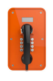 Orange industrielles wetterfestes Telefon mit LCD-Anzeige und schroffem Hörer